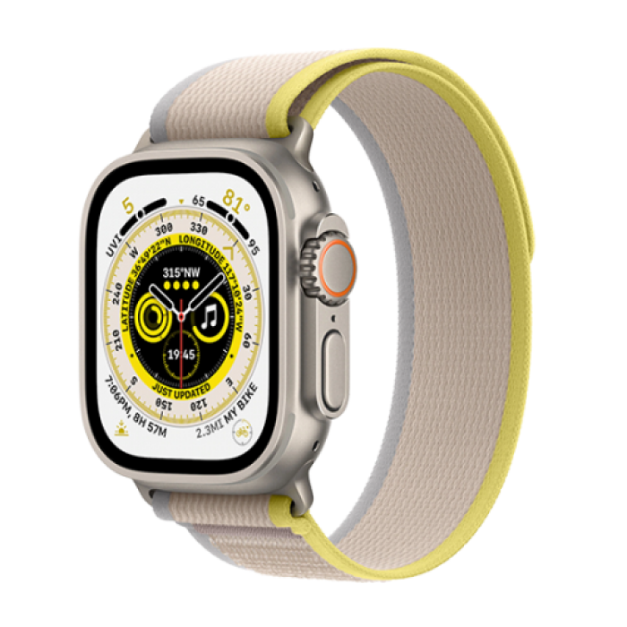 Watch Apple Watch Ultra LTE 49mm Titanium Case with Trail Loop S/M - Yellow/Beige EU