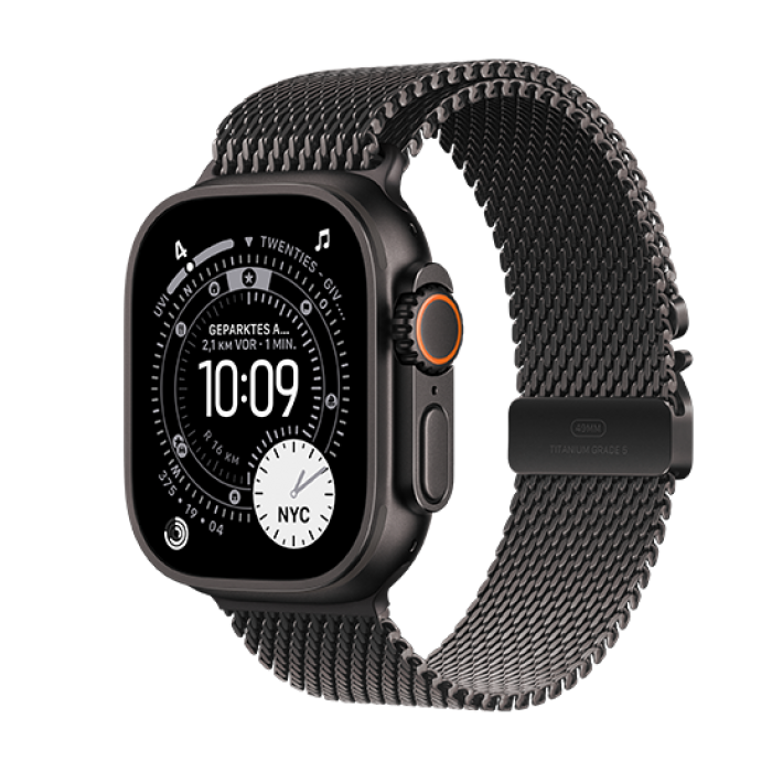  Watch Apple Watch Ultra 3 (2025) 5G 49mm Black Titanium Case with Black Titanium Milanese Loop M - Black