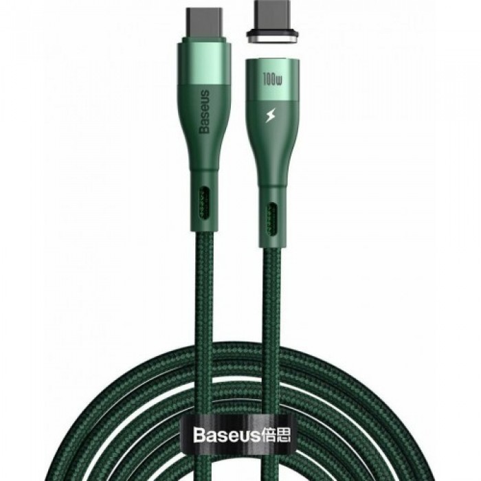 Baseus cable magnetic Zinc PD USB-C - USB-C 100W 1,5 m green